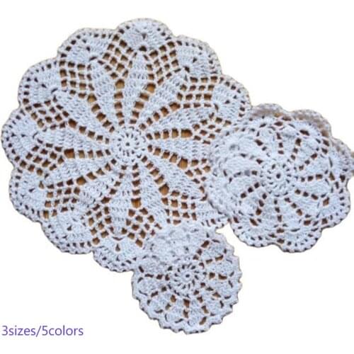 Modern cotton placemat cup coaster mug dining kitchen coffee table place mat cloth lace Crochet round doily tea Christmas pad