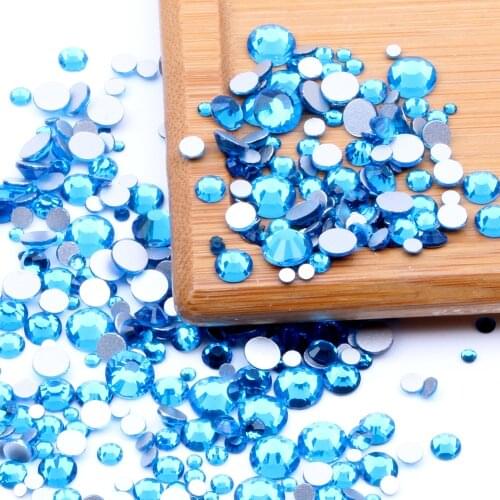 Blue Color Crystal Rhinestones For Nails Art Decoration SS3-SS30 and Mix Size Flatback Glue On Stones DIY Crafts Garments