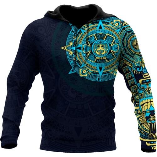 Aztec Mexico Tattoo 3D Printed Hoodie Man Women Harajuku Outwear Zipper Pullover Sweatshirt Casual Unisex Jacket Tracksuit K-245