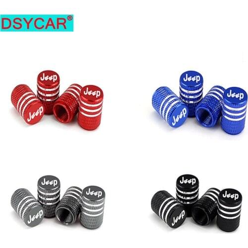 DSYCAR 4Pcs/Set Universal Jeep Logo Alu-alloy Tire Valve Caps for Car Truck Motorcycle Bicycle Valve Stem Cover Tire Accessories