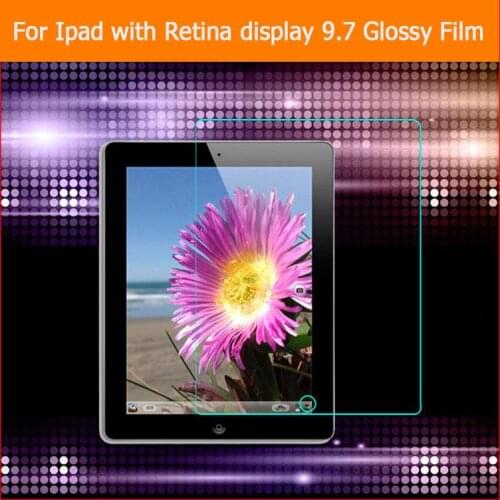 High Clear glossy Screen Protector film For iPad with Retina display 9.7 inch Front HD LCD screen Protective Films + clean cloth