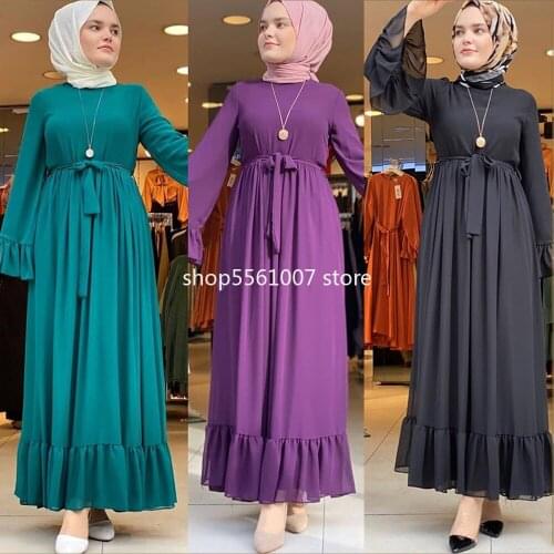 No Hijab women Dubai Turkey Abaya Dresses 2021 Ladies Elegant Long Sleeve Evening Caftan Plus Size Musulman Femme Moroccan