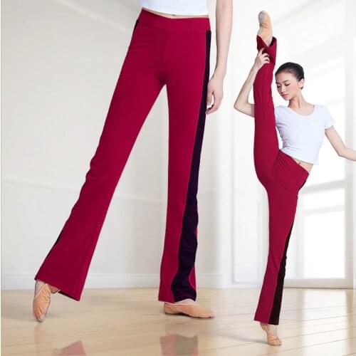 Women Cotton Dance Yoga Full Length Pants Ladies Flare Pants Low Waist Dance Trousers