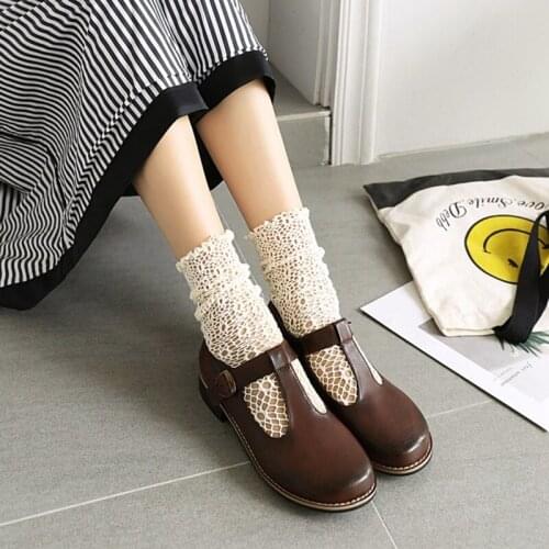 Retro Women Flat Soled Japanese Single Shoes Low Top Round Head College Wind Low Heels Casual Sweet Shoes Big & Small Size 28-48