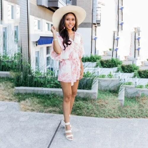 Maple Leaf Print Two Piece Suit Women 2021 Summer Casual 2 Piece Set Elegant V Neck Short Sleeve Tops and Shorts Fashion Outfit