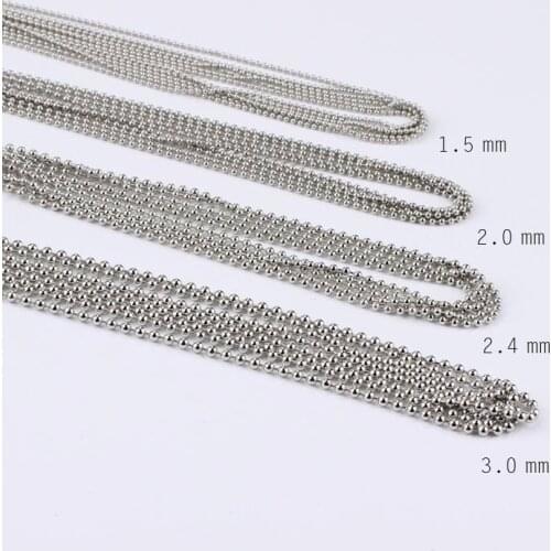 1.5 / 2.0 / 2.4 / 3.0 / 4.0mm high quality fashion stainless steel bead chain key chain doll necklace diy jewelry gift