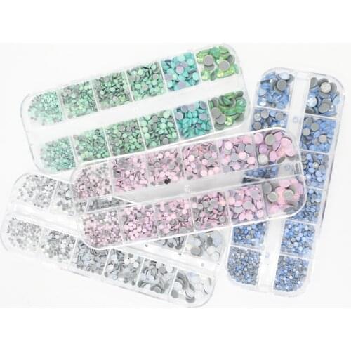 1000pcs/box 4 Opal Mix Sizes Hot Fix Rhinestones Set Flatback Stone Crystal Glass Strass Glue on Rhinestones for Wearing Garment