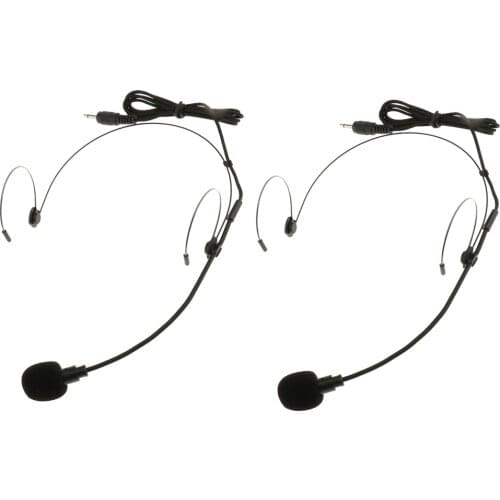 2Pack JY-528 Uni-Directional Condenser Headset Head-mounted 3.5mm Mono Wired Microphone