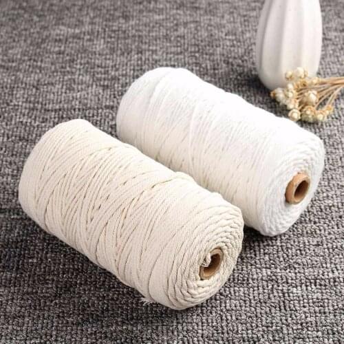 200m Durable White Cotton Cord Natural Beige Twisted Cord Rope Craft Macrame String DIY Handmade Home Decorative supply 1/2/3mm