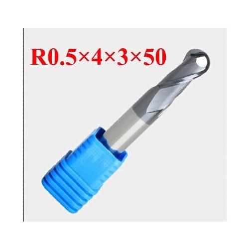 2F R0.5*4*3*50,Spiral Bit Milling Tools, Carbide Ball Nose End Mill, the lathe tool,boring bar,cnc,machine