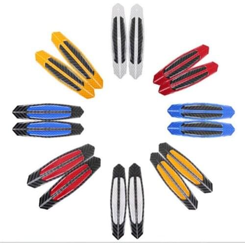 4pcs/set Carbon Fiber Reflective Safety Door Protector Universal Car Edge Auto Trim Sticker Car Body Anti-Collision Bar Tape
