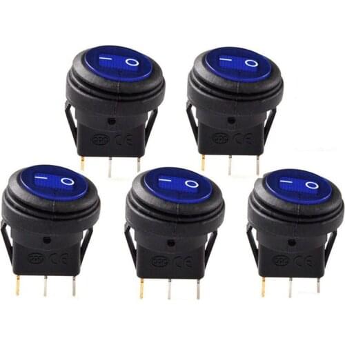 5 pcs 12V 20A Waterproof Round On/Off Rocker Switch Car Auto Boat SPST