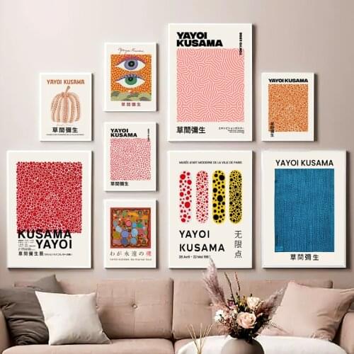 Yayoi Kusama Pumpkin Abstract Nordic Posters And Prints Wall Art Canvas Painting Wall Pictures For Living Surrealism Room Decor