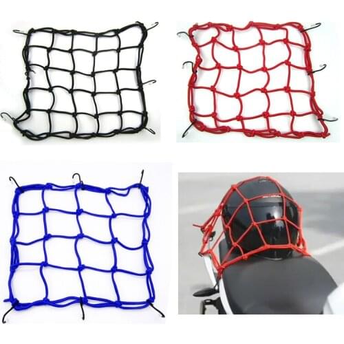 Motorcycle accessories 30*30cm Black Bungee Cargo Net Motorcycle Cord Helmet Storage Mesh Adjustable Size with 6 Metal Hooks
