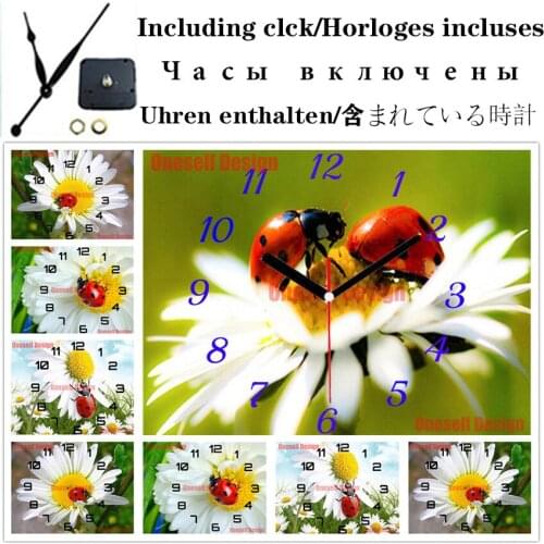 Flower diy diamond painting cross stitch clock diamond mosaic sale clock flower rhinestone pictures diamond embroidery full