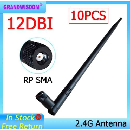 10p 2.4GHz RP-SMA Connector WiFi 2.4G Antenna 12dBi pbx antena long High Gain Wireless Networking Aerial Router Indoor Outdouter