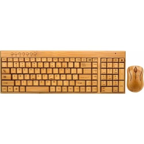 Bamboo Keyboard Mouse Wireless Combo Set For Laptop PC Office USB Plug and Play ,Natural Mice Keyboard Novelty Christmas gifts