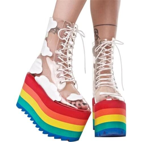 2019 Women Fashion Transparent Martin Boots PVC Transparent Boots Round Toe Women Shoes Boots Sneaker