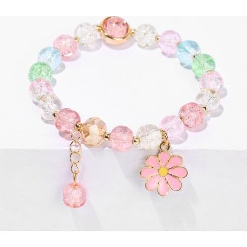 Daisy beaded bracelets 8mm Womens bracelet For Women Men Friend Jewelry Gift Bangles mitation natural colorful crystal bracelet