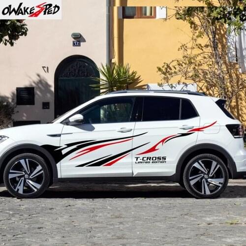Auto Body Decor Vinyl Decals Car Door Both Side Edition Limited Sport Stripes Decor Sticker For Volkswagen T-cross R line