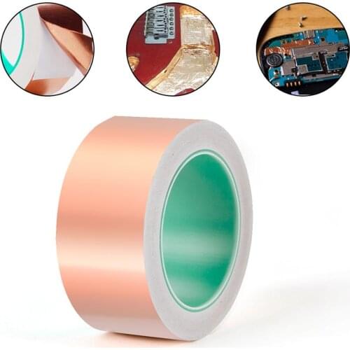 20m*50mm Double Sided EMI Copper Foil Shielding Tape Conductive Self-Adhesive Barrier for Electric Guitar Phone Repair Battery