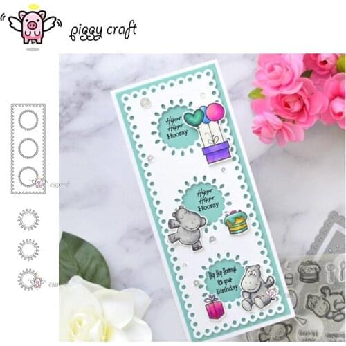 Piggy Craft metal cutting dies cut die mold Round hole photo frame Scrapbook paper craft knife mould blade punch stencils dies