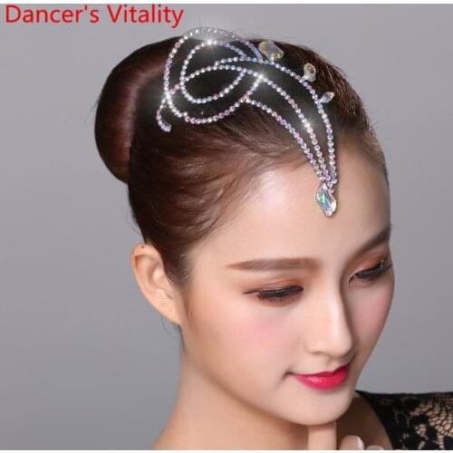 Modern National Standard Dance Headwear Rumba Samba Competition Rhinestone Accessories Adult Children Professional Decoration