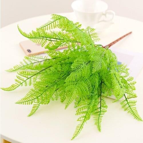 7 fork Fake Artificial Plants Fern Grass Green Leaves Silk Flowers Arrangment Plastic Plante for Home Garden Wedding Decoration