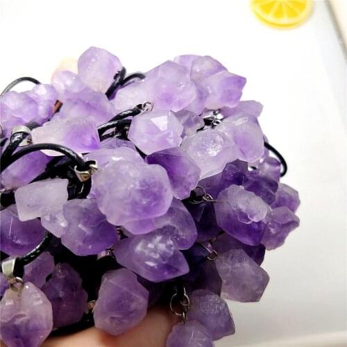 Beautiful Natural Uruguay Amethyst Flower Cluster Nnecklaces Rough Purple Stone Pendants