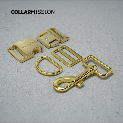 Metal buckle+Tri-Glid+D ring+metal dog clasp/set) provide laser engraving service customize LOGO for DIY dog collar parts 30mm