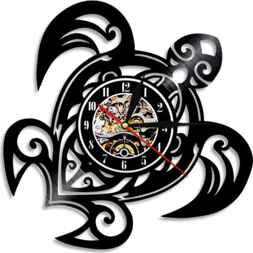 Sea Turtle Vinyl Record Wall Clock Modern Design Turtle Animal Tortoise Owners Wall Clock Home Decor Wall Watch Time Clock