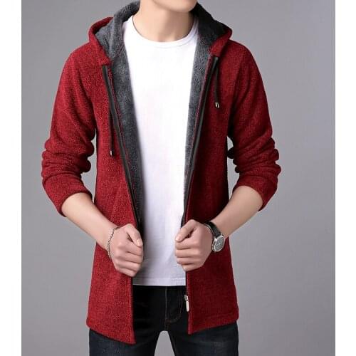 Male Cardigan Sweater Jacket Casual Clothes New Mens Sweater Autumn Winter Thick Warm Long Cardigan Men Hooded Sweater Coat