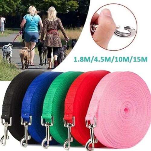 1.8M/4.5M/10M/15M Nylon Dog Leash Pet Training Lead Long Recall Belt Rope