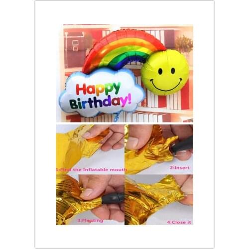 New 116*80cm Foil Balloons double side Happy Birthday Wedding Decoration Large size Smile Face Rainbow Globos balls