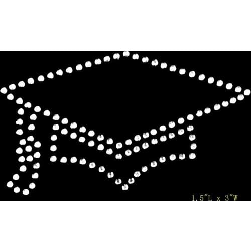 New arriaval free shipping hot fix rhinestones motif transfer design iron patch Small Graduation Hats for student
