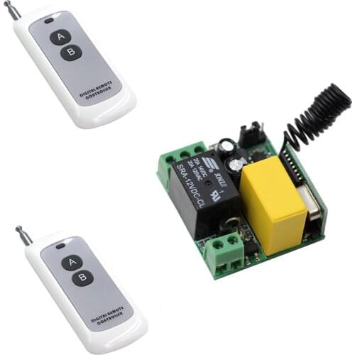 New AC220V 1CH 10A Wireless Remote Control Switch System 2Keys Digital Remote Controller & Mini Receiver with Learning Button