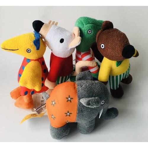 5pcs/set 25cm Maisy Mouse Frinds Elephant Squirrel Bunny Chicken Stuffed Plush Toy