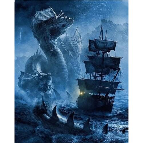 Full square round 5d DIY Diamond Painting Dragon and sailboat Diamond Embroidery Cross Stitch,almaznaya,rhinestone Decorative