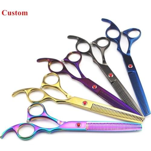 Custom professional Japan 6.5 inch pet dog grooming hair scissors pet thinning shears dog scissor berber hairdressing scissors