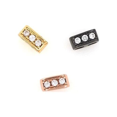 Micropavé Rectangular Beads, DIY Jewelry Making Supplies, Mens Hip-Hop Fashion Bracelet, Cubic Zirconia Pendant 2.3x5x3.4mm