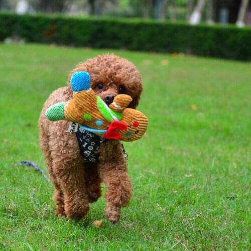 Gingerbread Man Pet Christmas Toy Dog Puppy Squeaky Chew Toy Sound Pure Natural Non-toxic Plush Outdoor Play Dog Gifts