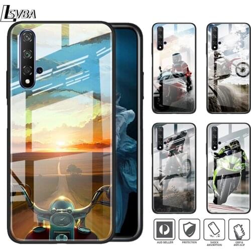 Retro Moto Cross Motorcycle For Honor 30 20 10 9X 8X Pro Plus Lite Tempered Glass Hot New Shell Luxury Cover Phone Case