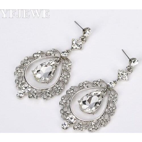 YFJEWE Luxury Unique Chic Big White Simulated Pearl Drop Earrings Rhodium Color CZ Vintage Wedding Brincos Jewelry for Women