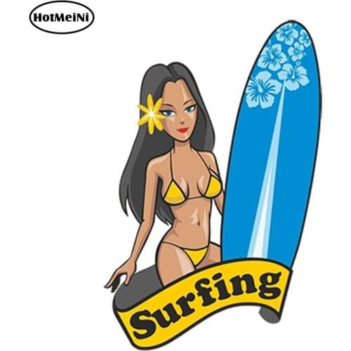 HotMeiNi Car Styling Car Sticker Surfing Surfer Chick Vinyl Sticker Laptop Travel Luggage Waterproof Accessories 13cm x 9cm