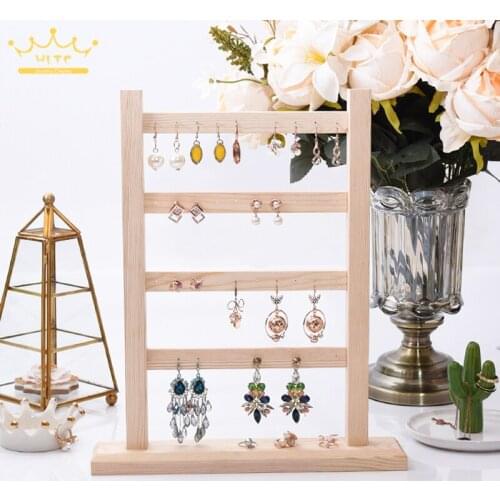 4 Layer Earrings Rack Bracelets Practical Home Jewelry Display Holder Accessories Wooden Organizer Necklaces Stand Storage Show