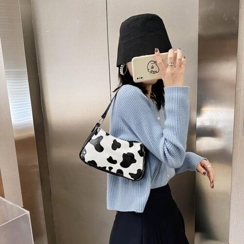 Fashion Animal Cow Print Totes Women Retro PU Leather Casual Travel Shoulder Underarm Top-handle Bags Lady Handbag Purse
