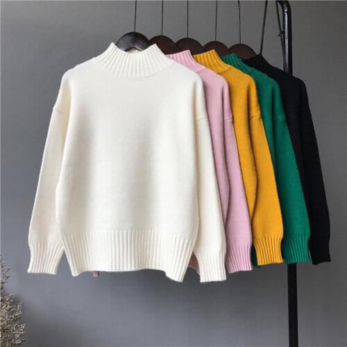 Women Turtleneck Sweater 2020 Winter Thick Warm Knitted Pullovers Casual Solid Long Sleeve Loose Sweaters Oversize Female Jumper