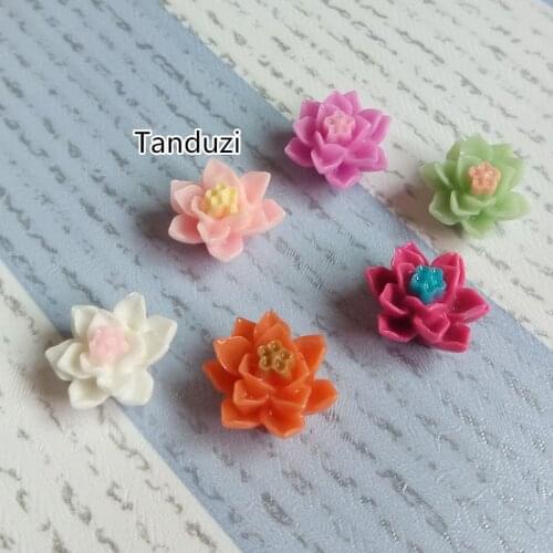 Tanduzi 100PCS Flower Resin Flatback Cabochon Scrapbooking Ear Studs DIY Hair Deco