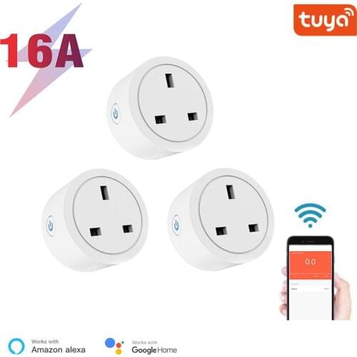 WiFi Smart Plug 16A UK Socket Tuya Smart Life APP Work With Alexa Google Home Assistant Voice Control Power Monitor Timing