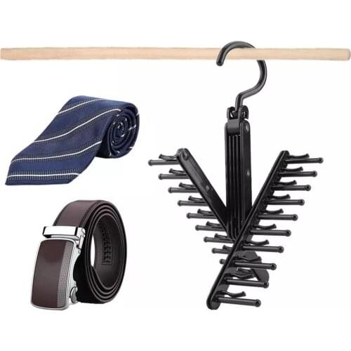 Zerodis Belt Hanger Rack Tie Hanger Scarf Rack 360 Degree Rotating Belt Scarves Hook Hanger Holder Organizer Adjustable Cross